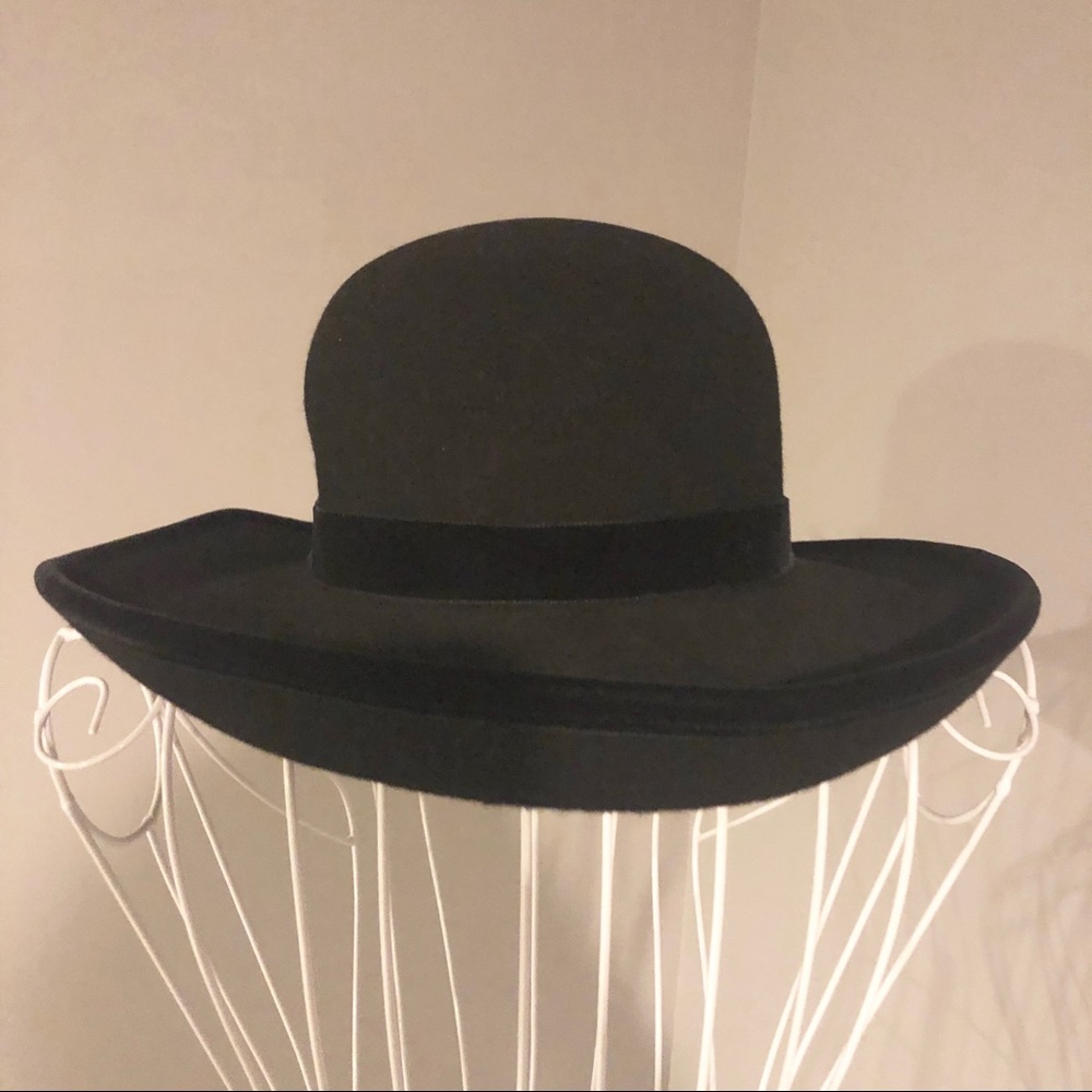 Vintage Bloomingdales Black 100% Wool Wide Brim Hat - Picture 4 of 9